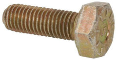 Value Collection - 1/4-28 UNF, 3/4" Length Under Head Hex Head Cap Screw - Fully Threaded, Grade L9 Alloy Steel, Zinc Yellow Dichromate Finish, 7/16" Hex - Caliber Tooling