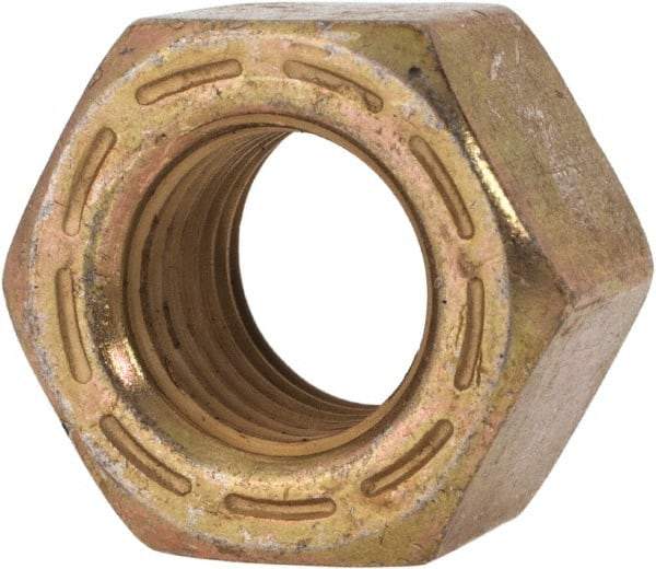 Made in USA - 7/16-20 UNF Steel Right Hand Hex Nut - 11/16" Across Flats, 0.445" High, Zinc Yellow Dichromate Cad & Waxed Finish - Caliber Tooling