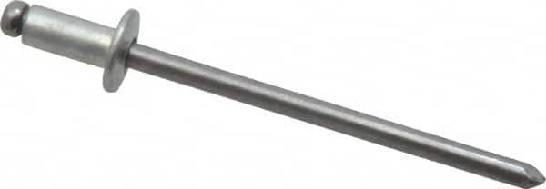 Marson - Size 44 Button Head Steel Open End Blind Rivet - Steel Mandrel, 0.032" to 1/8" Grip, 1/4" Head Diam, 0.129" to 0.133" Hole Diam, 0.275" Length Under Head, 1/8" Body Diam - Caliber Tooling