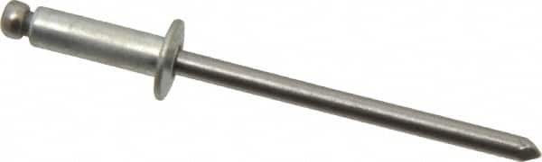 Marson - Button Head Steel Open End Blind Rivet - Steel Mandrel, 0.188" to 1/4" Grip, 1/4" Head Diam, 0.129" to 0.133" Hole Diam, 0.4" Length Under Head, 1/8" Body Diam - Caliber Tooling