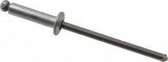 Marson - Button Head Steel Open End Blind Rivet - Steel Mandrel, 0.313" to 3/8" Grip, 1/4" Head Diam, 0.129" to 0.133" Hole Diam, 0.525" Length Under Head, 1/8" Body Diam - Caliber Tooling