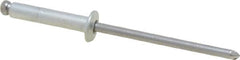 Marson - Button Head Steel Open End Blind Rivet - Steel Mandrel, 0.376" to 1/2" Grip, 1/4" Head Diam, 0.129" to 0.133" Hole Diam, 0.65" Length Under Head, 1/8" Body Diam - Caliber Tooling