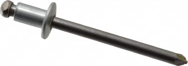 Marson - Button Head Steel Open End Blind Rivet - Steel Mandrel, 0.032" to 1/8" Grip, 3/8" Head Diam, 0.192" to 0.196" Hole Diam, 0.187" Length Under Head, 3/16" Body Diam - Caliber Tooling