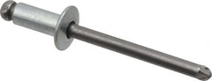 Marson - Button Head Steel Open End Blind Rivet - Steel Mandrel, 0.188" to 1/4" Grip, 3/8" Head Diam, 0.192" to 0.196" Hole Diam, 0.45" Length Under Head, 3/16" Body Diam - Caliber Tooling