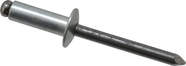 Marson - Button Head Steel Open End Blind Rivet - Steel Mandrel, 0.376" to 1/2" Grip, 1/2" Head Diam, 0.257" to 0.261" Hole Diam, 3/4" Length Under Head, 1/4" Body Diam - Caliber Tooling