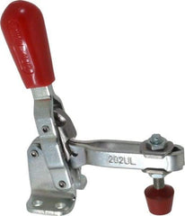 De-Sta-Co - 200 Lb Holding Capacity, Vertical Handle, Manual Hold Down Toggle Clamp - 65° Handle Movement, 105° Bar Opening, U-Bar, Flanged Base, Electro-Plated Zinc, Carbon Steel - Caliber Tooling