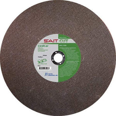 Sait - 12" 24 Grit Silicon Carbide Cutoff Wheel - 1/8" Thick, 20mm Arbor, 6,300 Max RPM, Use with Portable Tools - Caliber Tooling