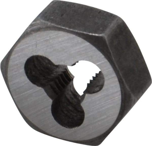 Interstate - M5x0.80 Metric Coarse Thread, 19/32" Hex, Right Hand Thread, Hex Rethreading Die - Carbon Steel, 1/4" Thick - Exact Industrial Supply