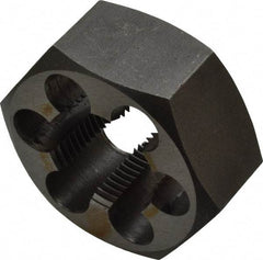 Interstate - M30x2.00 Metric Fine Thread, 2-3/16" Hex, Right Hand Thread, Hex Rethreading Die - Carbon Steel, 1" Thick - Exact Industrial Supply