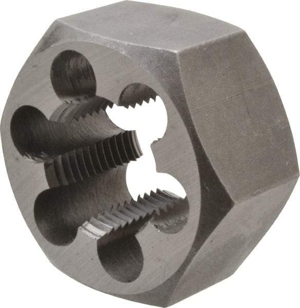 Interstate - 1-14 UNS Thread, 1-13/16" Hex, Left Hand Thread, Hex Rethreading Die - Carbon Steel, 1" Thick - Exact Industrial Supply