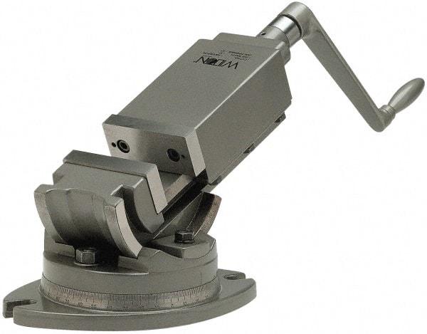 Wilton - 5" Jaw Width, 5" Jaw Opening Capacity, 2-Way Angle Swivel Machine Vise - Manual Operation, 1 Station, 18-13/64" Long x 9-45/64" High x 2" Deep, Alloy Steel - Caliber Tooling