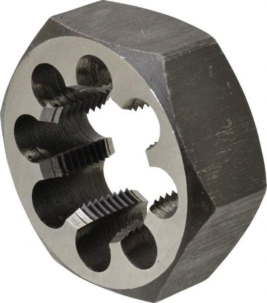 Interstate - 1-1/2 - 12 UNF Thread, 2-9/16" Hex, Right Hand Thread, Hex Rethreading Die - Carbon Steel, 1" Thick - Exact Industrial Supply