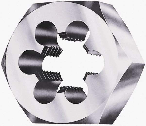 Made in USA - 3-8 UNS Thread, 5" Hex, Right Hand Thread, Hex Rethreading Die - Carbon Steel, 1" Thick - Exact Industrial Supply