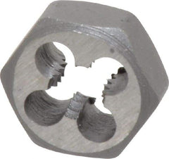 Interstate - 1/4-20 UNC Thread, 19/32" Hex, Right Hand Thread, Hex Rethreading Die - High Speed Steel, 1/4" Thick - Exact Industrial Supply