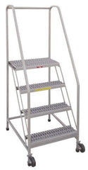 PW Platforms - 4 Step, 70 Inch Overall Height, Grip Strut Tread, Tilt and Roll Safety Ladder - 350 Lb. Load Capacity, 40 Inch Platform Height, 28 Inch Base Width x 37 Inch Base Depth - Caliber Tooling