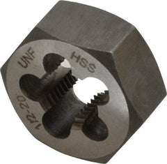 Interstate - 1/2-20 UNF Thread, 1-1/16" Hex, Right Hand Thread, Hex Rethreading Die - High Speed Steel, 1/2" Thick - Exact Industrial Supply