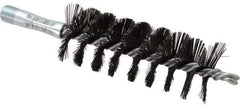 Schaefer Brush - 4-1/2" Brush Length, 1-3/4" Diam, Double Stem, Single Spiral Flue Brush - 7-1/2" Long, Tempered Steel Wire, 1/4" NPSM Male Connection - Caliber Tooling