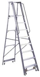 Louisville - 96" 8 Step Ladder - Rolling Platform Ladder, 300 Lb Capacity, 8" Platform Height, 30-1/4" Base Width x 65-3/4" Base Depth - Caliber Tooling