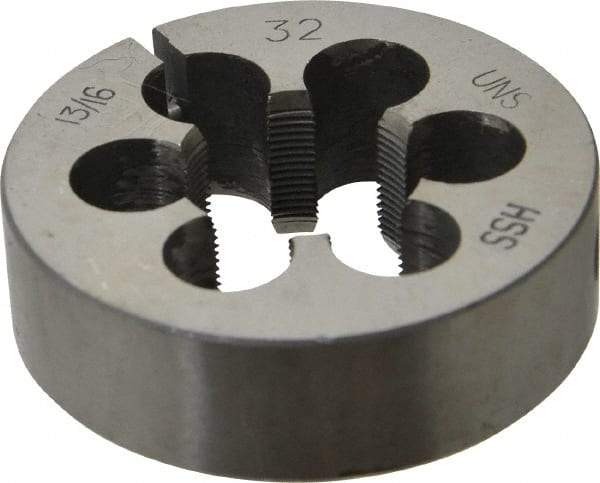 Interstate - 13/16-32 Thread, 2" Outside Diam High Speed Steel Round Die - Right Hand Thread, Adjustable - Exact Industrial Supply