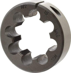 Interstate - 1-1/2 - 18 UNEF Thread, 2-1/2" Outside Diam High Speed Steel Round Die - Right Hand Thread, Adjustable - Exact Industrial Supply