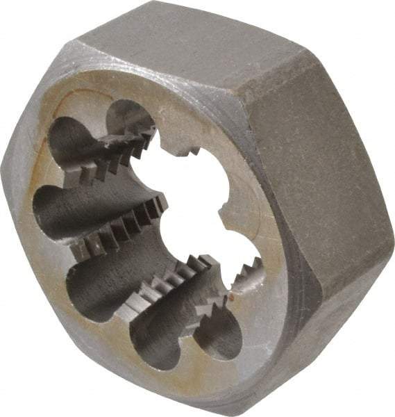 Interstate - 1-3/8 - 8 UNS Thread, 2-3/8" Hex, Right Hand Thread, Hex Rethreading Die - Carbon Steel, 1" Thick - Exact Industrial Supply