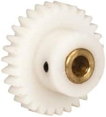 Made in USA - 32 Pitch, 15/16" Pitch Diam, 1" OD, 30 Tooth Spur Gear - 3/16" Face Width, 3/16" Bore Diam, 9/16" Hub Diam, 20° Pressure Angle, Acetal - Caliber Tooling