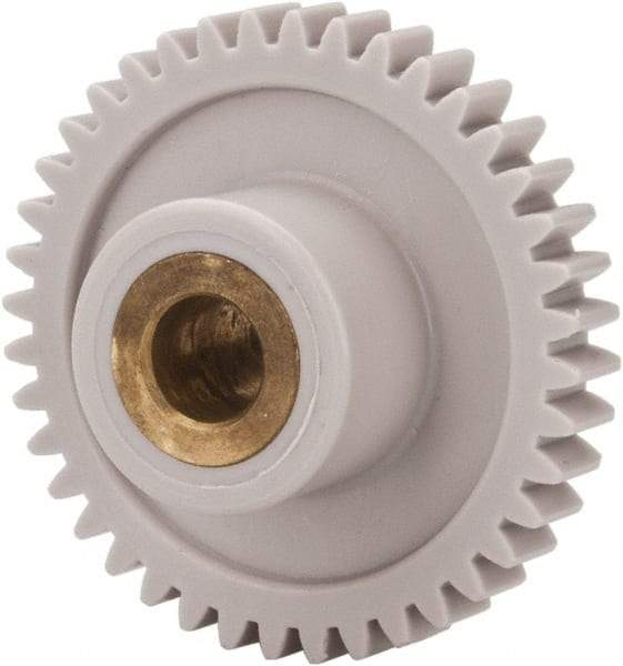 Made in USA - 32 Pitch, 1-1/4" Pitch Diam, 1-5/16" OD, 40 Tooth Spur Gear - 3/16" Face Width, 1/4" Bore Diam, 39/64" Hub Diam, 20° Pressure Angle, Acetal - Caliber Tooling