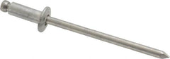 Marson - Button Head Aluminum Open End Blind Rivet - Aluminum Mandrel, 0.126" to 0.187" Grip, 1/4" Head Diam, 0.129" to 0.133" Hole Diam, 0.337" Length Under Head, 1/8" Body Diam - Caliber Tooling