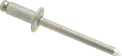 Marson - Button Head Aluminum Open End Blind Rivet - Aluminum Mandrel, 0.188" to 1/4" Grip, 3/8" Head Diam, 0.192" to 0.196" Hole Diam, 0.45" Length Under Head, 3/16" Body Diam - Caliber Tooling