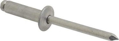 Marson - Button Head Aluminum Open End Blind Rivet - Aluminum Mandrel, 0.501" to 5/8" Grip, 1/2" Head Diam, 0.257" to 0.261" Hole Diam, 7/8" Length Under Head, 1/4" Body Diam - Caliber Tooling