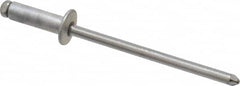 Marson - Button Head Aluminum Open End Blind Rivet - Steel Mandrel, 3/16" to 1/4" Grip, 1/4" Head Diam, 0.129" to 0.133" Hole Diam, 0.4" Length Under Head, 1/8" Body Diam - Caliber Tooling