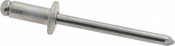 Marson - Button Head Aluminum Open End Blind Rivet - Steel Mandrel, 3/16" to 1/4" Grip, 3/8" Head Diam, 0.192" to 0.196" Hole Diam, 0.45" Length Under Head, 3/16" Body Diam - Caliber Tooling