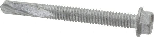 Buildex - #12, Hex Washer Head, Hex Drive, 2" Length Under Head, #5 Point, Self Drilling Screw - Steel - Caliber Tooling