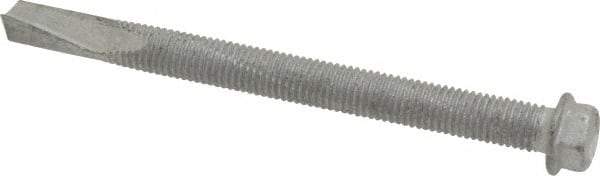 Buildex - 1/4", Hex Washer Head, Hex Drive, 3" Length Under Head, #5 Point, Self Drilling Screw - Steel - Caliber Tooling