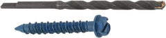 Made in USA - 1/4" Diam, 1-3/4" Length Under Head, Hex Drive, Concrete Screw & Masonry Fastener - Steel, Blue Climaseal Finish, Includes Drill Bit - Caliber Tooling