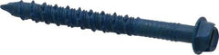 Made in USA - 1/4" Diam, 2-1/4" Length Under Head, Hex Drive, Concrete Screw & Masonry Fastener - Steel, Blue Climaseal Finish, Includes Drill Bit - Caliber Tooling