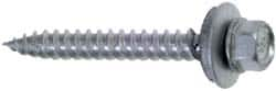 Buildex - #9 Hex Washer Head Sheet Metal Screw - Steel, 1-1/2" Length Under Head - Caliber Tooling