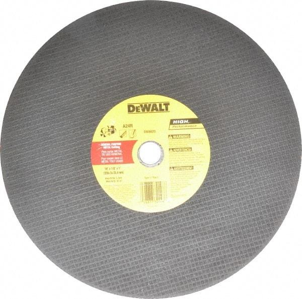 DeWALT - 14" Aluminum Oxide Cutoff Wheel - 1/8" Thick, 1" Arbor, 5,500 Max RPM, Use with Circular Saws - Caliber Tooling