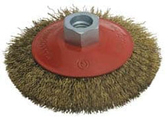 Value Collection - 4" OD, M14x2.00 Arbor Hole, Crimped Steel Wheel Brush - 3/4" Face Width, 0.012" Filament Diam, 12,500 RPM - Caliber Tooling