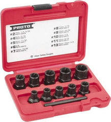 Proto - 10 Piece Socket/Wrench Bolt Extractor Set - Molded Plastic Case - Caliber Tooling