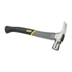 Stanley - 1-3/8 Lb Head, Straight Rip Claw Axe Handle Framing Hammer - 18" OAL, Forged Steel Head, 1-1/4" Face Diam, Checkered Face, Graphite Handle with Grip - Caliber Tooling