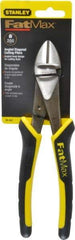 Stanley - 8" OAL, Diagonal Cutter - 1" Jaw Length x 1-1/16" Jaw Width, Oval/Angled Head, Double Injection Molded Handle - Caliber Tooling