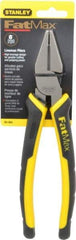 Stanley - 8-3/8" OAL, 1-1/2" Jaw Length x 1" Jaw Width, Side Cutting Linesman's Pliers - Serrated Jaw, Flat Nose Head, Bi-Material Cushion Grip Handles - Caliber Tooling