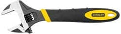 Stanley - 1-3/8" Jaw Capacity, 10" Standard Adjustable Wrench - Chrome Vanadium Steel, Black Finish, 10-1/2" OAL - Caliber Tooling