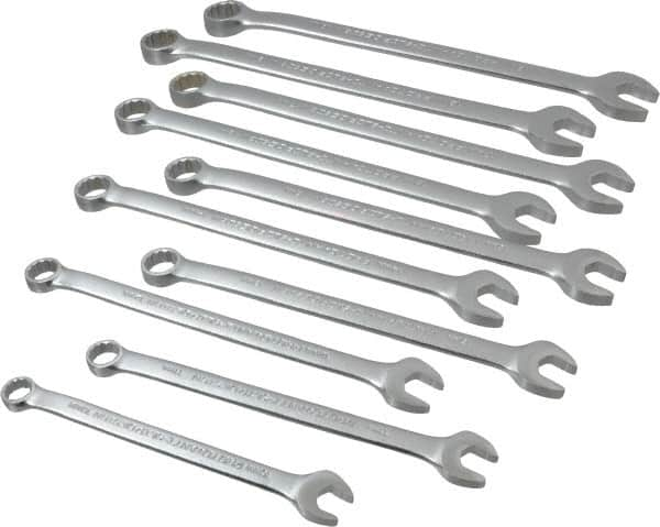 Proto - 10 Piece, 10mm to 19mm, 12 Point Combination Wrench Set - Metric Measurement Standard, Satin Chrome Finish, Comes in Nylon Roll - Caliber Tooling