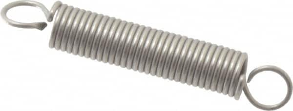 Made in USA - 1/8" OD, 1.44 Lb Max Load, 1.38" Max Ext Len, 0.016" Wire Diam Stainless Steel Extension Spring - 2 Lb/In Rating, 0.21 Lb Init Tension, 3/4" Free Length - Caliber Tooling