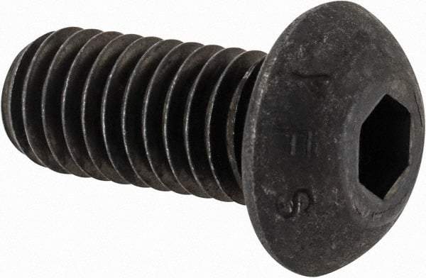 Value Collection - 7/16-14 UNC Hex Socket Drive, Button Screw - Alloy Steel, Black Oxide Finish, Fully Threaded, 1" Length Under Head - Caliber Tooling