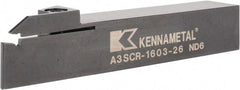 Kennametal - 26mm Max Depth, 2.44" Max Workpc Diam, Right Hand Indexable Cutoff Toolholder - Caliber Tooling