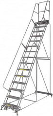 Ballymore - 192" 15 Step Ladder - 350 Lb Capacity, 150" Platform Height, 42" Base Width x 108" Depth, Grip Strut - Caliber Tooling