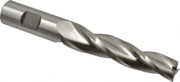 Made in USA - 1.5° Taper Angle per Side, 5/8" Small End Diam, 3-1/4" LOC, High Speed Steel 3 Flute Tapered Square End Mill - 5-1/2" OAL, 3/4" Shank Diam, Spiral Flute - Caliber Tooling